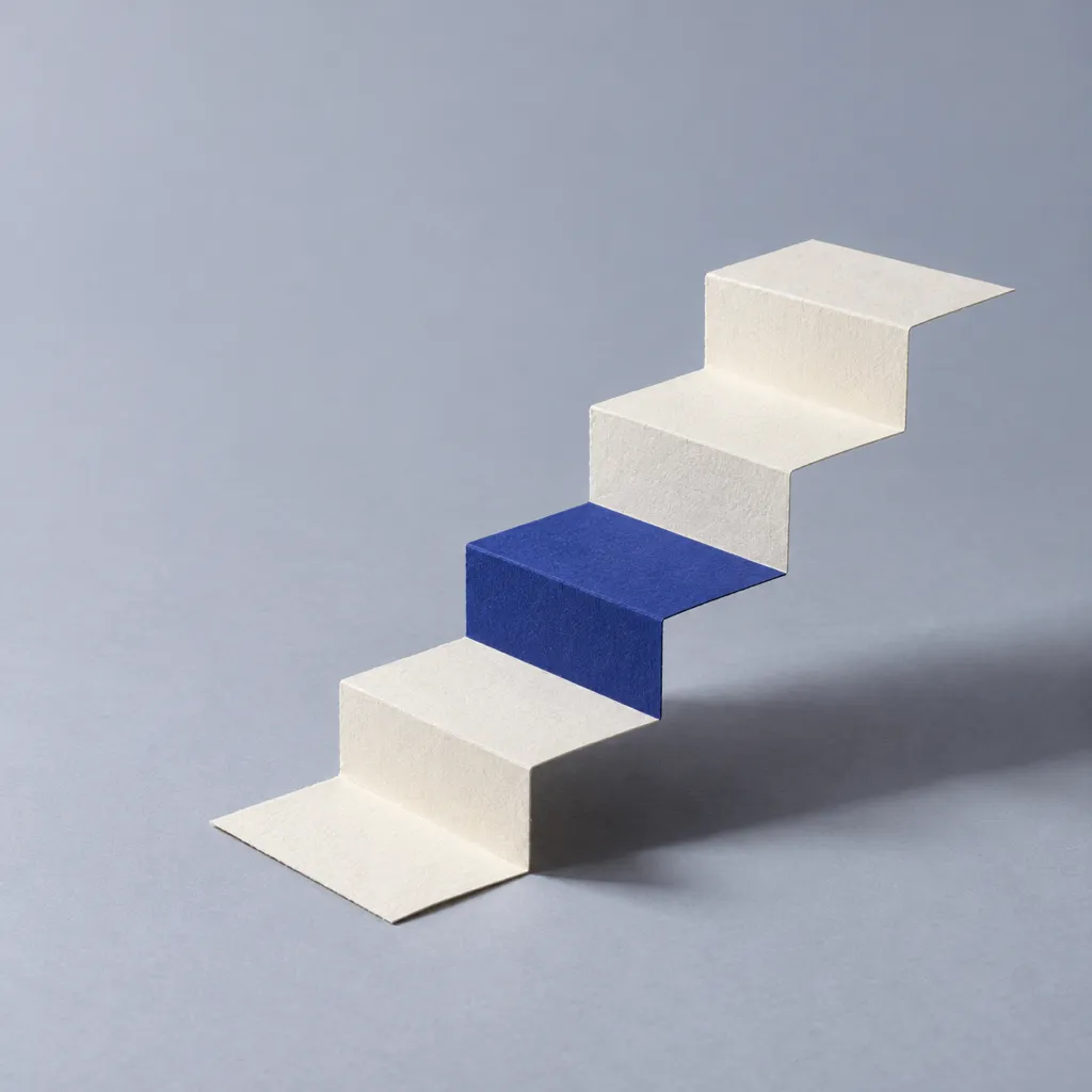 Folded paper steps rising like a staircase