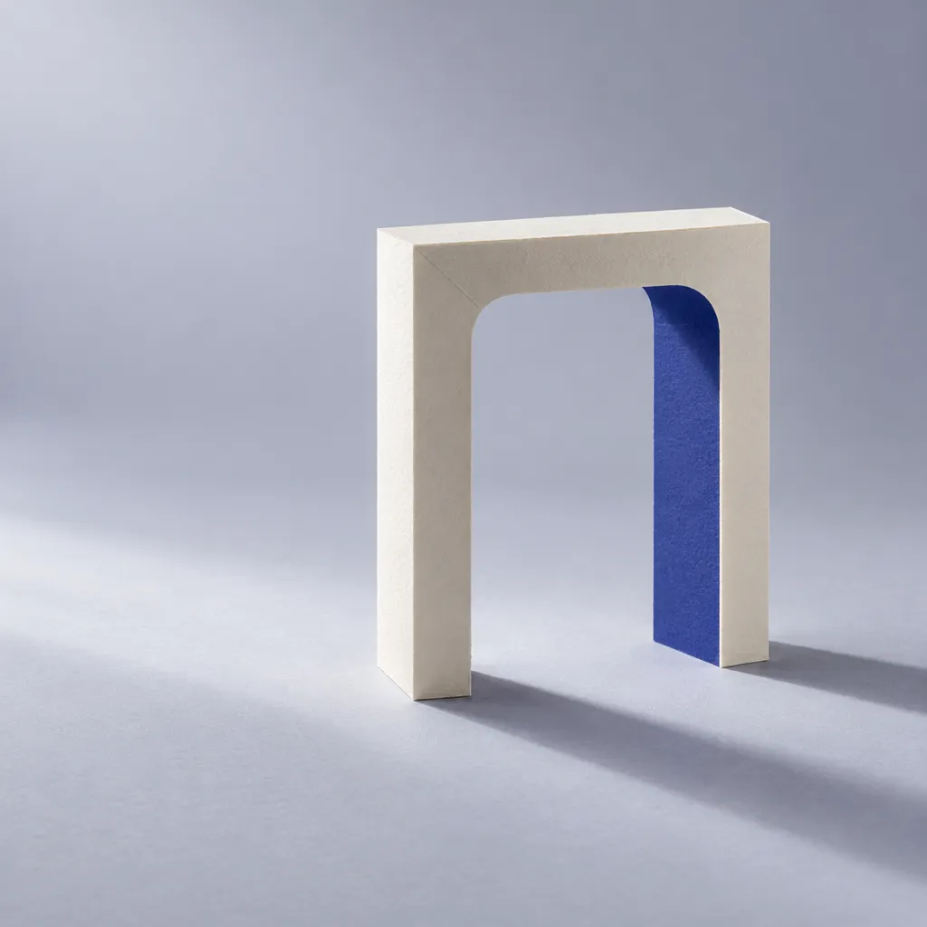 A folded paper archway standing upright