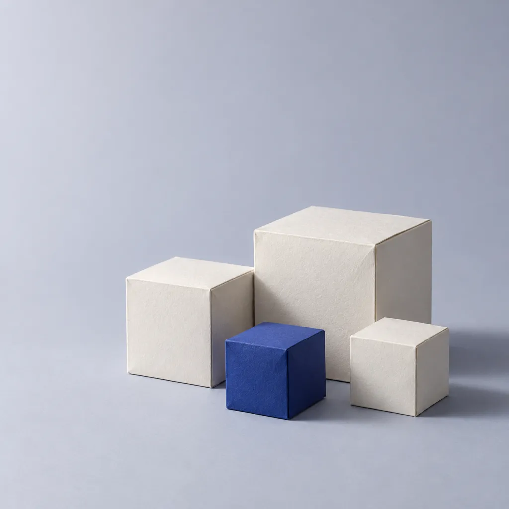 Folded paper building blocks of different sizes